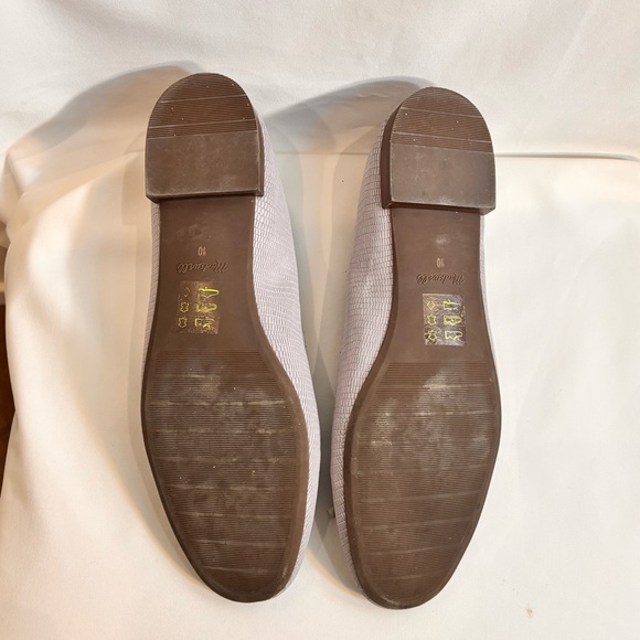 MADEWELL Sz 10 The Adelle Ballet Flat in Lizzard Embossed Leather In Light Grey - Picture 7 of 10